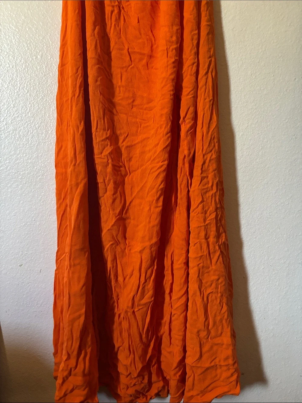 Woman’s Orange Puff-Sleeve Maxi Dress, Size S